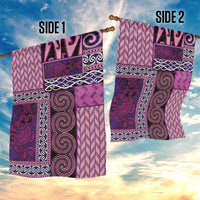 Pink Aotearoa Kowhaiwhai Pattern Garden Flag NZ Maori Quilt Style