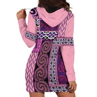 Pink Aotearoa Kowhaiwhai Pattern Hoodie Dress NZ Maori Quilt Style
