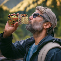 Yellow Aotearoa Kowhaiwhai Pattern 4 in 1 Can Cooler Tumbler NZ Maori Quilt Style