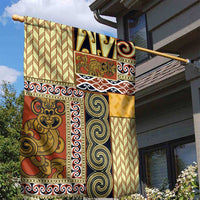 Yellow Aotearoa Kowhaiwhai Pattern Garden Flag NZ Maori Quilt Style