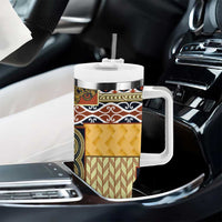 Yellow Aotearoa Kowhaiwhai Pattern Tumbler With Handle NZ Maori Quilt Style