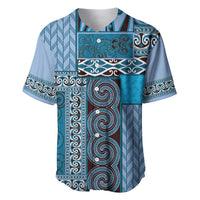 Blue Aotearoa Kowhaiwhai Pattern Baseball Jersey NZ Maori Quilt Style LT14 Blue - Polynesian Pride