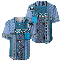 Blue Aotearoa Kowhaiwhai Pattern Baseball Jersey NZ Maori Quilt Style LT14 - Polynesian Pride