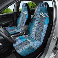 Blue Aotearoa Kowhaiwhai Pattern Car Seat Cover NZ Maori Quilt Style