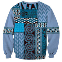 Blue Aotearoa Kowhaiwhai Pattern Sweatshirt NZ Maori Quilt Style LT14 - Polynesian Pride