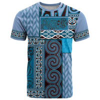 Blue Aotearoa Kowhaiwhai Pattern T Shirt NZ Maori Quilt Style