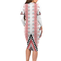 Aotearoa Taniko Family Matching Long Sleeve Bodycon Dress and Hawaiian Shirt Niho Taniwha Purapura Whetu Mix Poutama LT14 - Polynesian Pride