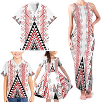 Aotearoa Taniko Family Matching Tank Maxi Dress and Hawaiian Shirt Niho Taniwha Purapura Whetu Mix Poutama