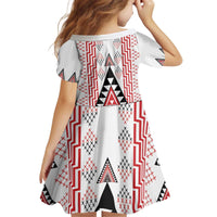 Aotearoa Taniko Kid Short Sleeve Dress Niho Taniwha Purapura Whetu Mix Poutama