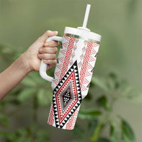 Aotearoa Taniko Tumbler With Handle Niho Taniwha Purapura Whetu Mix Poutama