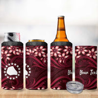 Personalised Cook Islands Mangaia 4 in 1 Can Cooler Tumbler Tiare Maori Polynesian Waves Tattoo