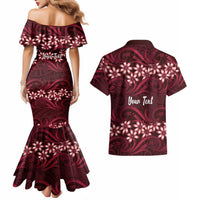 Personalised Cook Islands Mangaia Couples Matching Mermaid Dress and Hawaiian Shirt Tiare Maori Polynesian Waves Tattoo LT14 - Polynesian Pride