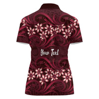 Personalised Cook Islands Mangaia Women Polo Shirt Tiare Maori Polynesian Waves Tattoo