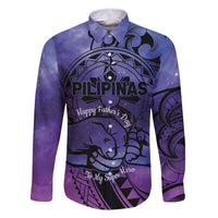 Philippines Father's Day Family Matching Long Sleeve Bodycon Dress and Hawaiian Shirt Polynesian Tattoo Galaxy Vibes