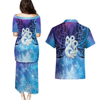 New Zealand Matariki Couples Matching Puletasi and Hawaiian Shirt Aotearoa Maori New Year Manaia Galaxy Vibes LT14 - Polynesian Pride