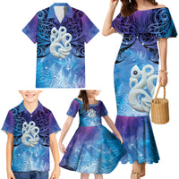 New Zealand Matariki Family Matching Mermaid Dress and Hawaiian Shirt Aotearoa Maori New Year Manaia Galaxy Vibes