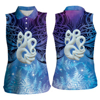 New Zealand Matariki Women Sleeveless Polo Shirt Aotearoa Maori New Year Manaia Galaxy Vibes