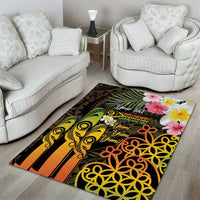 Personalised Vanuatu Independence Day Area Rug Carving Drum Sand Drawing Turtle