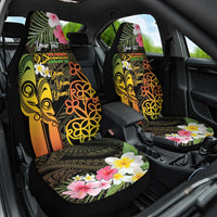 Personalised Vanuatu Independence Day Car Seat Cover Carving Drum Sand Drawing Turtle