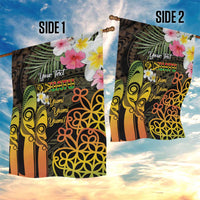 Personalised Vanuatu Independence Day Garden Flag Carving Drum Sand Drawing Turtle