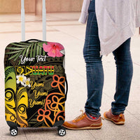 Personalised Vanuatu Independence Day Luggage Cover Carving Drum Sand Drawing Turtle