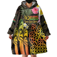 Personalised Vanuatu Independence Day Wearable Blanket Hoodie Carving Drum Sand Drawing Turtle