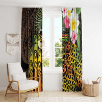 Personalised Vanuatu Independence Day Window Curtain Carving Drum Sand Drawing Turtle