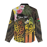 Personalised Vanuatu Independence Day Women Casual Shirt Carving Drum Sand Drawing Turtle