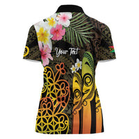 Personalised Vanuatu Independence Day Women Polo Shirt Carving Drum Sand Drawing Turtle