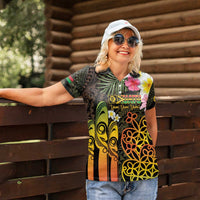 Personalised Vanuatu Independence Day Women Polo Shirt Carving Drum Sand Drawing Turtle