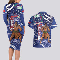 Samoa Independence Day Couples Matching Long Sleeve Bodycon Dress and Hawaiian Shirt 1962 Proud Samoan Warrior