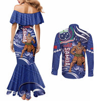 Samoa Independence Day Couples Matching Mermaid Dress and Long Sleeve Button Shirt 1962 Proud Samoan Warrior