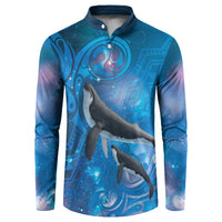 Paikea New Zealand Matariki Button Sweatshirt Humpback Whale Taniko Motifs Ocean Vibes
