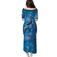 Paikea New Zealand Matariki Family Matching Puletasi and Hawaiian Shirt Humpback Whale Taniko Motifs Ocean Vibes LT14 - Polynesian Pride