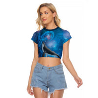 Paikea New Zealand Matariki Raglan Cropped T Shirt Humpback Whale Taniko Motifs Ocean Vibes