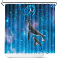 Paikea New Zealand Matariki Shower Curtain Humpback Whale Taniko Motifs Ocean Vibes