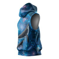 Paikea New Zealand Matariki Sleeveless Hoodie Humpback Whale Taniko Motifs Ocean Vibes LT14 - Polynesian Pride
