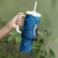 Paikea New Zealand Matariki Tumbler With Handle Humpback Whale Taniko Motifs Ocean Vibes