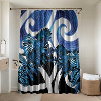 Piwakawaka New Zealand Matariki Bathroom Set Maori New Year Silver Fern Blue Galaxy