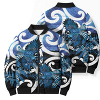 Piwakawaka New Zealand Matariki Bomber Puffer Jacket Maori New Year Silver Fern Blue Galaxy