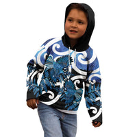 Piwakawaka New Zealand Matariki Kid Hoodie Maori New Year Silver Fern Blue Galaxy LT14 - Polynesian Pride