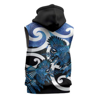Piwakawaka New Zealand Matariki Sleeveless Hoodie Maori New Year Silver Fern Blue Galaxy LT14 - Polynesian Pride