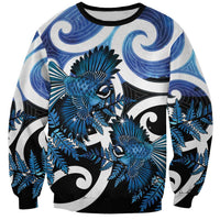 Piwakawaka New Zealand Matariki Sweatshirt Maori New Year Silver Fern Blue Galaxy