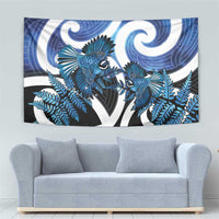 Piwakawaka New Zealand Matariki Tapestry Maori New Year Silver Fern Blue Galaxy