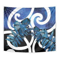 Piwakawaka New Zealand Matariki Tapestry Maori New Year Silver Fern Blue Galaxy