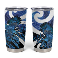 Piwakawaka New Zealand Matariki Tumbler Cup Maori New Year Silver Fern Blue Galaxy LT14 Blue - Polynesian Pride