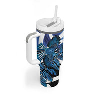 Piwakawaka New Zealand Matariki Tumbler With Handle Maori New Year Silver Fern Blue Galaxy LT14 - Polynesian Pride