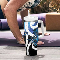 Piwakawaka New Zealand Matariki Tumbler With Handle Maori New Year Silver Fern Blue Galaxy LT14 - Polynesian Pride