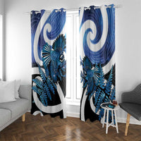 Piwakawaka New Zealand Matariki Window Curtain Maori New Year Silver Fern Blue Galaxy