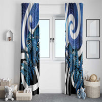 Piwakawaka New Zealand Matariki Window Curtain Maori New Year Silver Fern Blue Galaxy